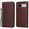 For Google Pixel 7a Cell Phone Cover Calf Texture PU Leather Wallet Stand Case with Strap