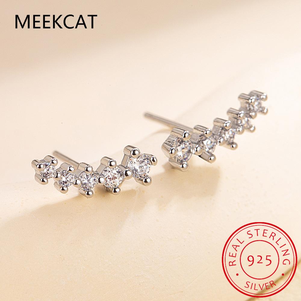 Real D Color Moissanite Diamond Earrings 925 Silver Sparkling Smile Stud Earrings for Women Fine Jewelry Party Gift