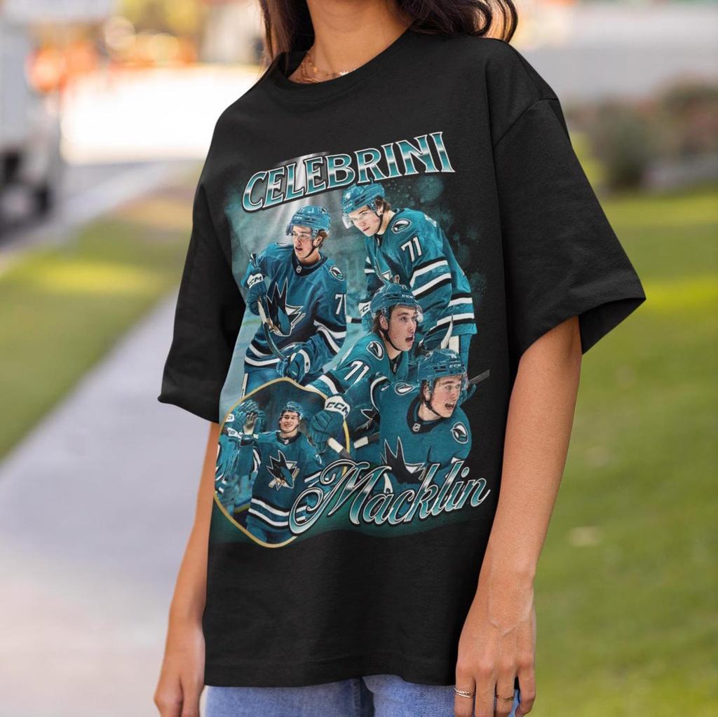 Macklin Celebrini Shirt Vintage San Jose Sharks NHL Fan Hockey Design Retro Bootleg Geschenk Klassisches Grafik-T-Shirt Unisex T-Shirt Limitierte Auflage