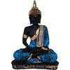 Meditating Buddha Statue For Home Decor Idol/Showpiece Decorative Showpiece - 17 cm  (Polyresin, Blue)