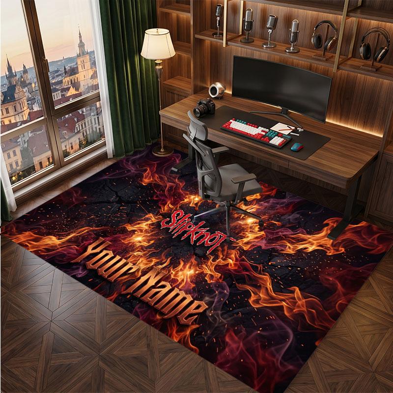 Slipknot Personalisierter Kristall-Samt-Teppich, Benutzerdefinierter Namens-Text Weicher Anti-Rutsch-Teppich für Wohnzimmer Schlafzimmer