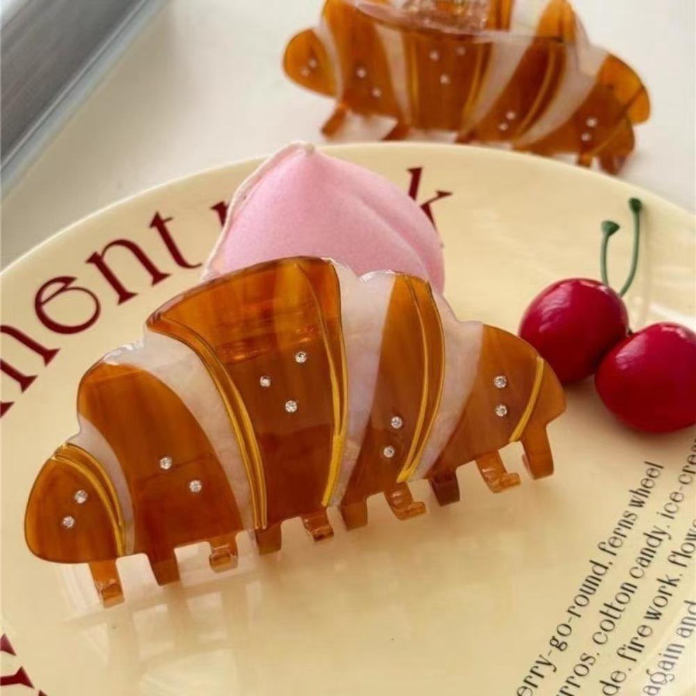 Korean Style Croissant Hair Claw French Shark Clip Cute Diamond Crab Clip  Girls