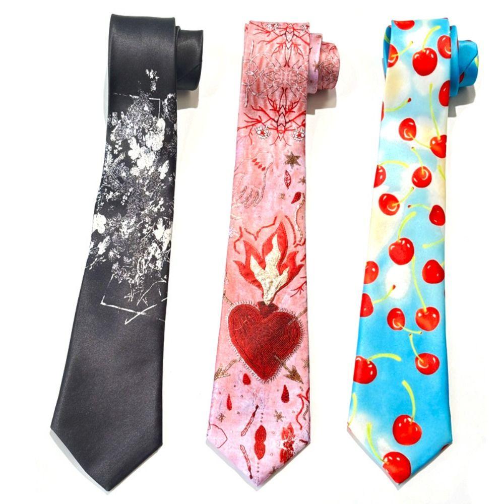 Cherry Neck Tie Heart Shirt Neckties Casual Y2K Neckties  Students