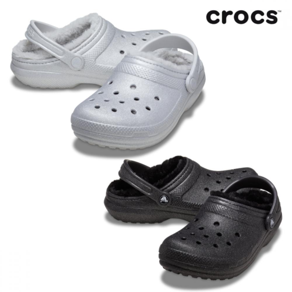 Crocs Unisex Classic Fuzz Lined Glitter Clog 2 Types 211928 040 And Crocs sAndals Slippers G... 211928040 (silver)/M6W8(250)