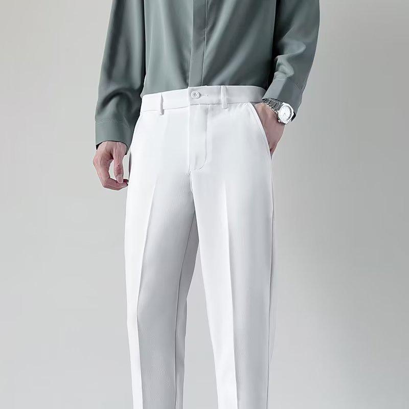 Men's Slim Black Stretch Nine-Point Business Trousers