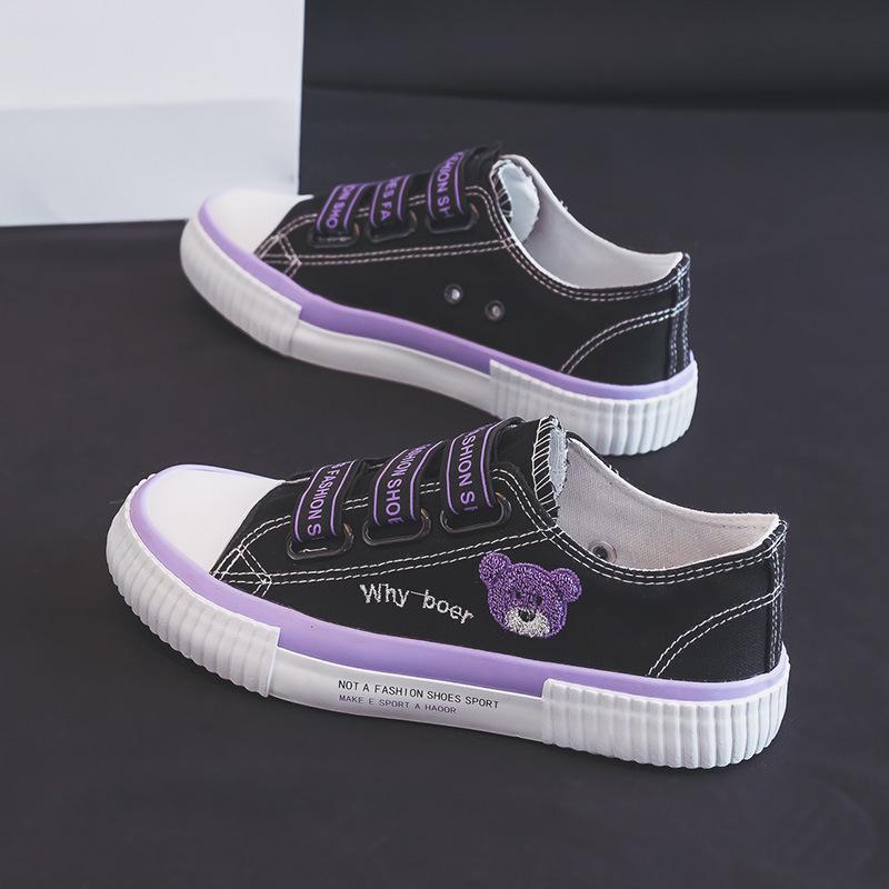 

Женские парусиновые слипоны на резинке - 2024 Универсальные низкие повседневные 40 фиолетовый/чёрный