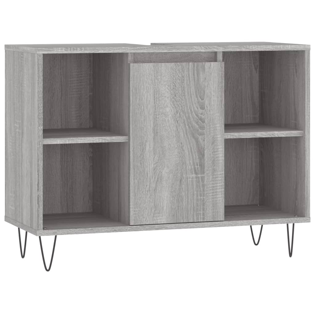 3 Piece Bathroom Furniture Set Grey Sonoma Wood Based Panel