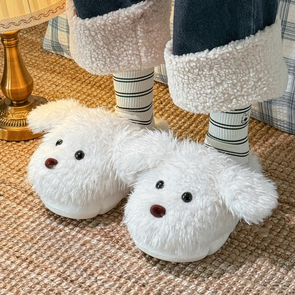 Mao Mao slippers cute cartoon big-eared dog 2025 autumn and winter new wear soft-soled thermal cotton slippers