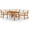 5 Piece Garden Dining Set with Cushions Solid Acacia Wood