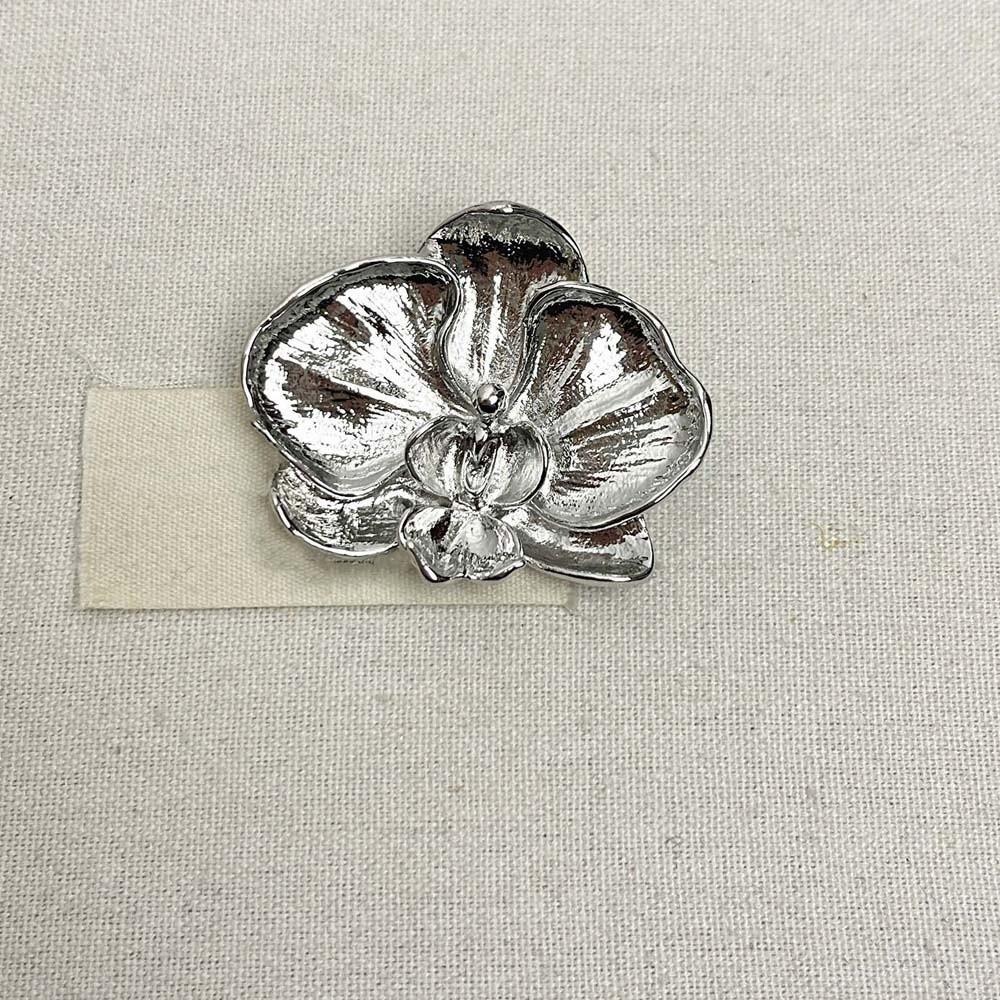 Vintage Orchid Flower Brooch Corsage Ornament Metal Glossy Brooch Butterfly Orchid Pin Men