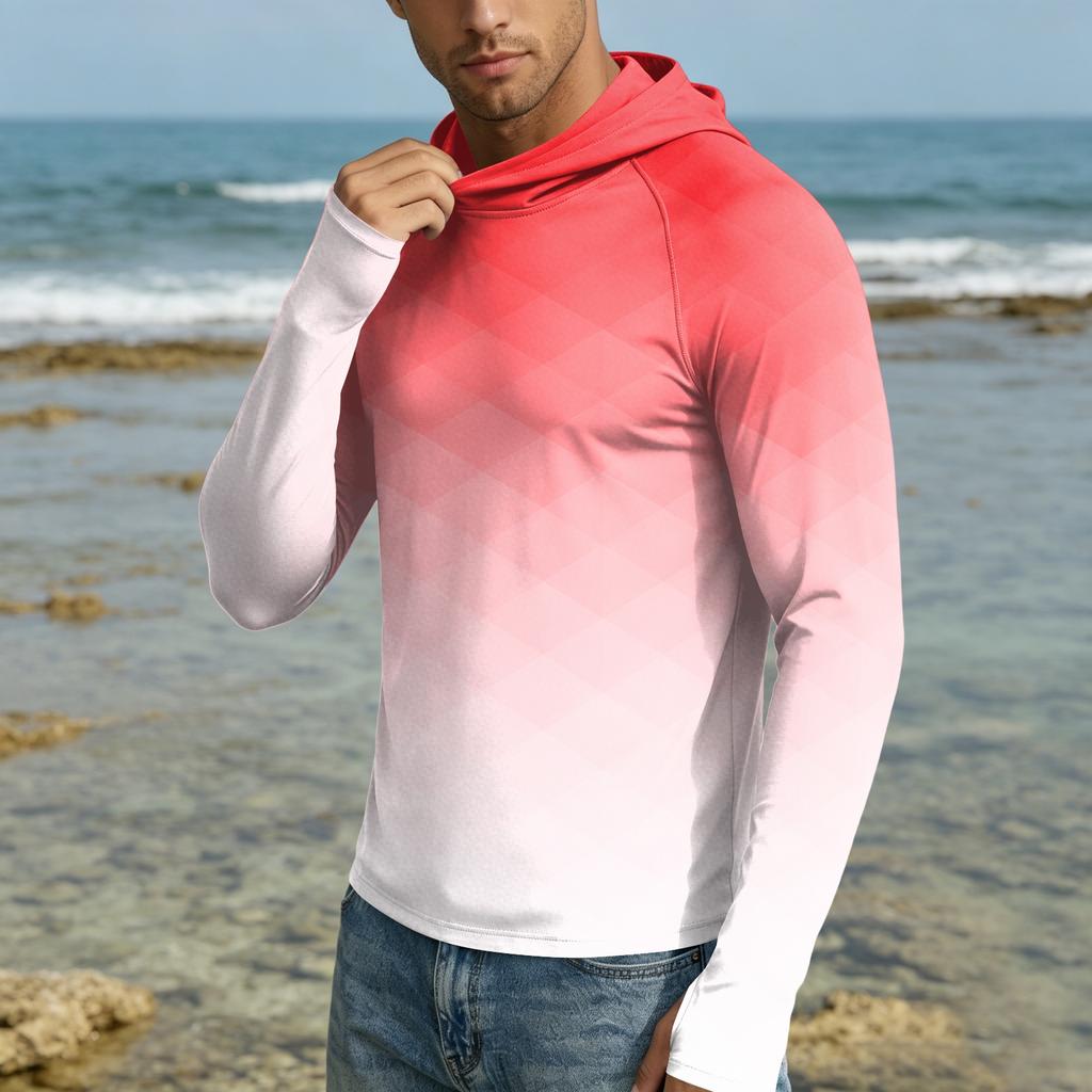 Herren UPF50+ Sonnenschutz Hoodie Langarm Schnelltrocknend Leicht Atmungsaktiv Sportshirt für Outdoor-Aktivitäten