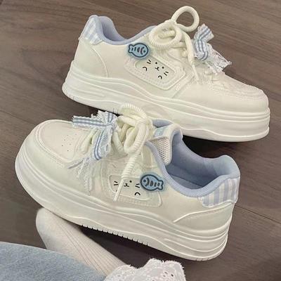 Girls' Autumn 2025 White Bread Shoes - Cute, Versatile Casual Sports Sneakers for Medium and Large Children