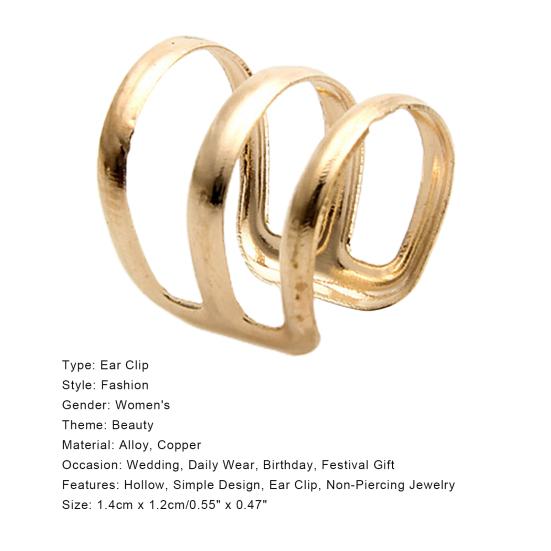 1Pc Ear Clip Cuff Simple Dual Use Women Adjustable 3-ring Hollow Finger Ring for Shopping Travel