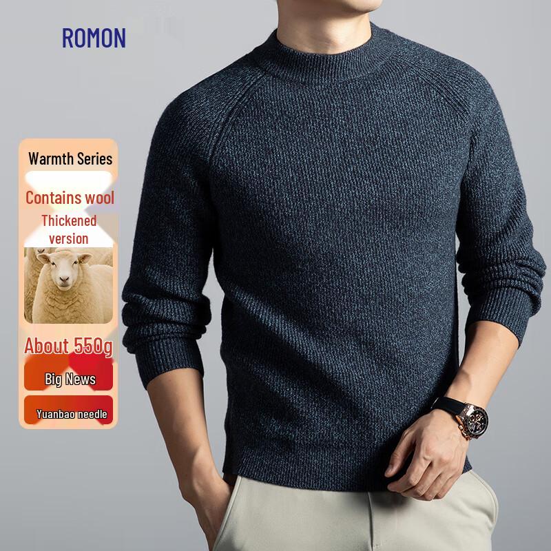 

Romain Men s Wool Blend Thickened Round Neck Sweater XL