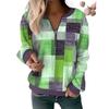 GMXIA Women's Fashion Casual Spring Autumn Plaid Print Long Sleeve V-Neck Blouses & Shirts