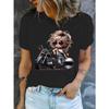 Design Stretch Summer Spring Allseasons Nontransparent Material Women's Graphic T-Shirt Sleeve Cartoon Motorcycle