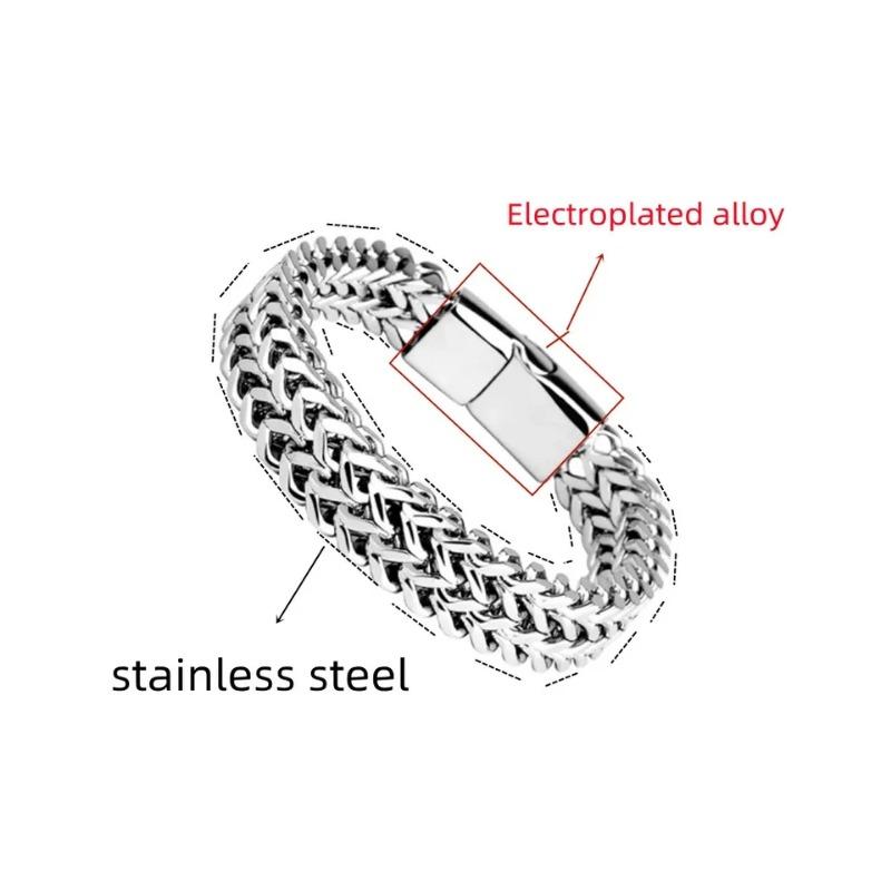 1PC Stainless Steel Braided Double Row Front and Rear Fish Scale Alloy Magnetic Buckle Bracelet with Keel Jewelry New Model