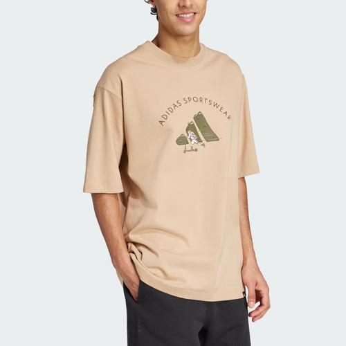 adidas Men's Casual Crew Neck Short Sleeve T-Shirt in Warm Sand