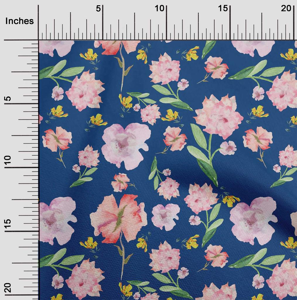 oneOone Cotton Flex Cream Fabric Flower & Leaves Watercolor Diy Clothing Quilting Fabric Print Fabric By Yard 40 Inch