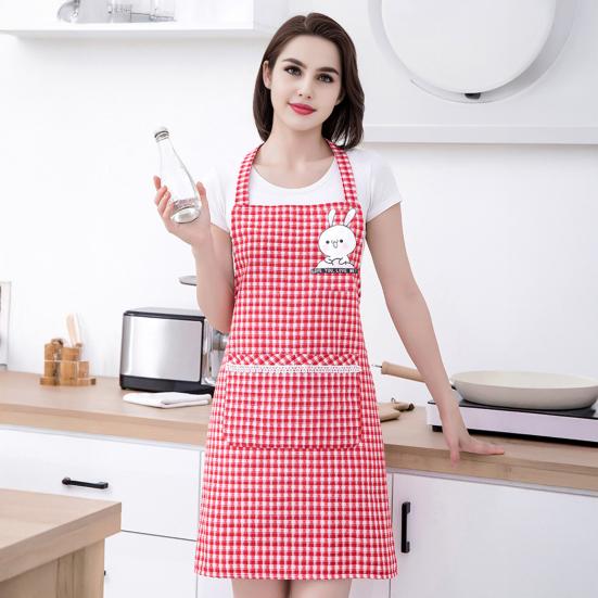 Cute Cartoon Rabbit Kitchen Apron for Men Women Pink White