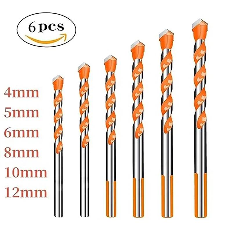 

6PCS 4-12mm Multifunctional Drill Bit Diamond Drill Set Ceramic Tile Wood Glass Punching Hole Saw Metal Drilling Tools Set