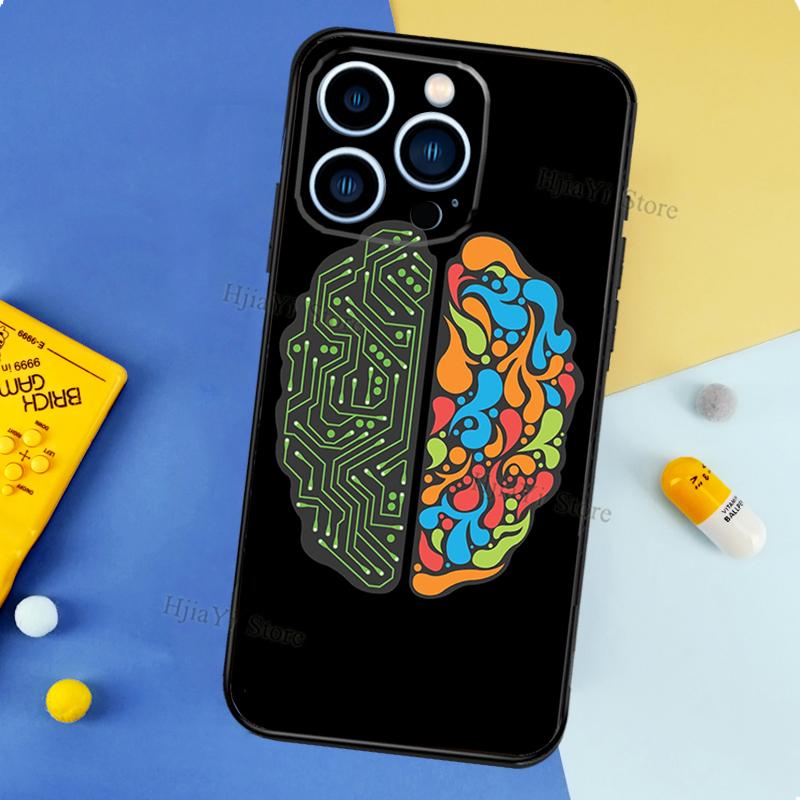 Brain Art Case For iPhone 13 Pro Max 12 Mini 11 14 15 16 XS MAX XR Plus Silicone Phone Cover