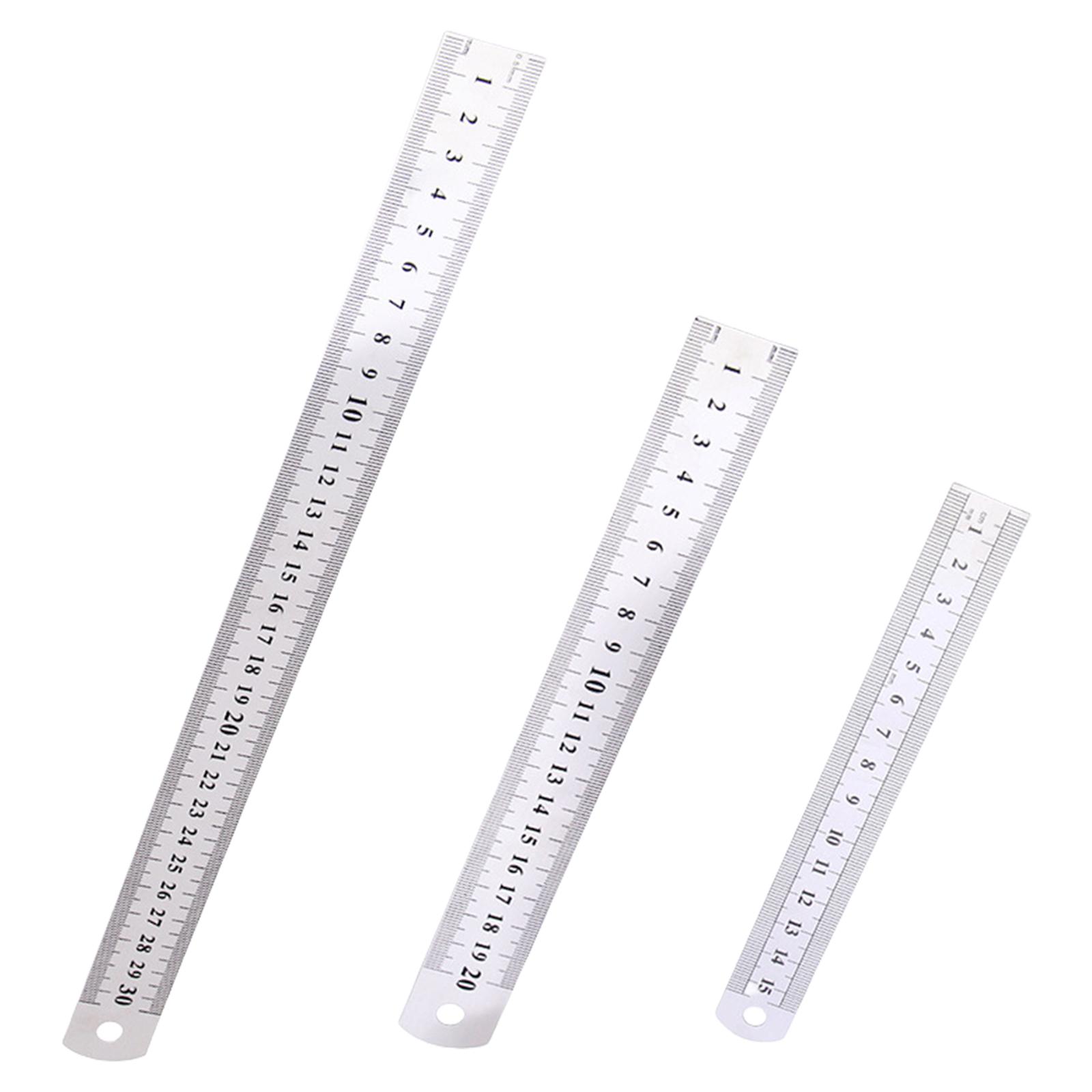 

3 шт. Линейки из нержавеющей стали Набор металлических линеек 15/20/30 см Двусторонняя шкала Инструмент для измерения края для инженерии обучения