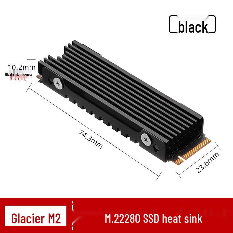 

Радиатор для твердотельного накопителя Han Che Glacier M2 PS5 NVMe 2280 Охлаждающий жилет чёрный