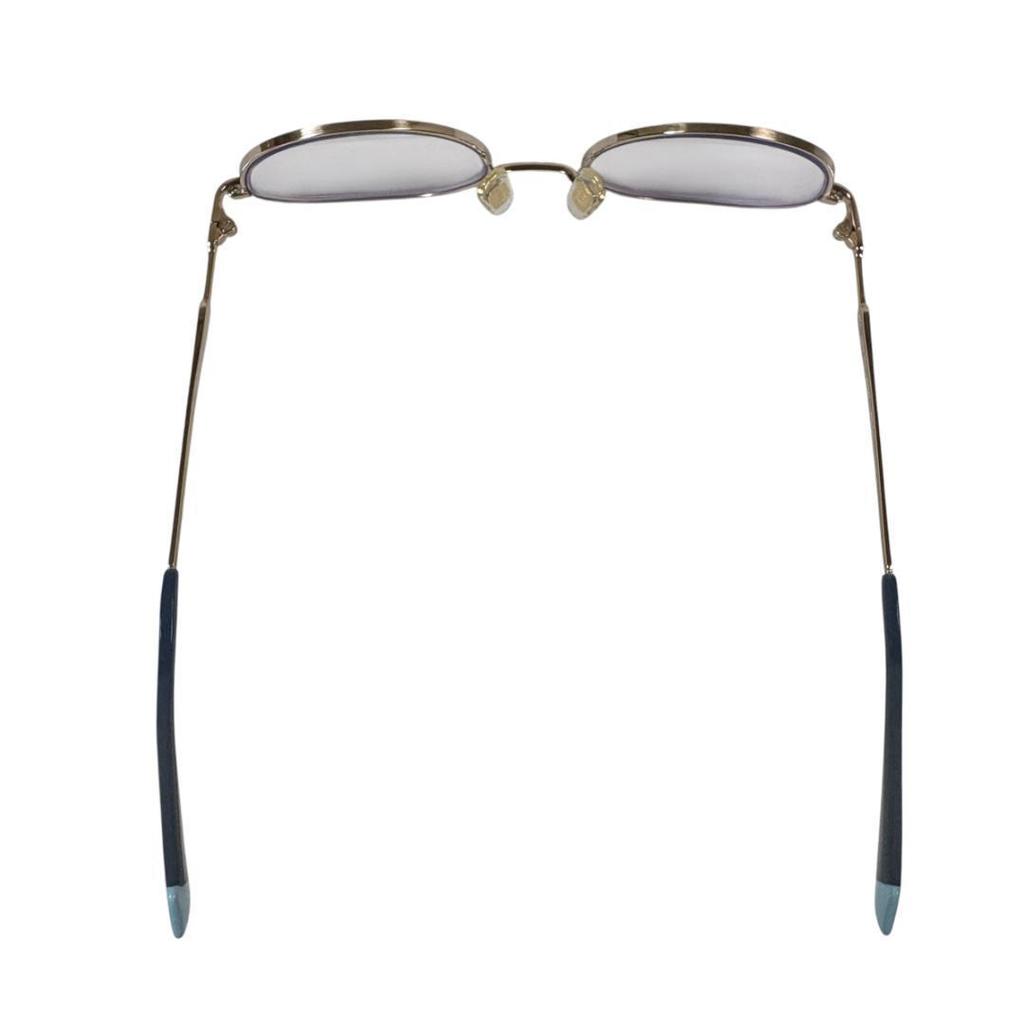 Used FURLA Glasses Titanium Smoky Blue Round Crown Panto