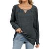 Autumn and Winter Women's Plus Size Solid Color Wrinkled Frayed Milled Hollowed Loose Long Sleeve Top