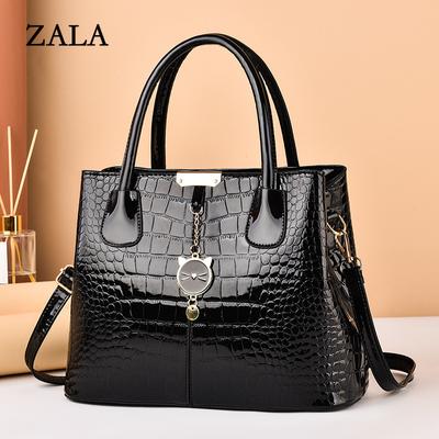 [Women's Bag] Bright Leather Handbag Autumn and Winter New Stone Pattern Women's Bag Large Capacity Shoulder Messenger Bag