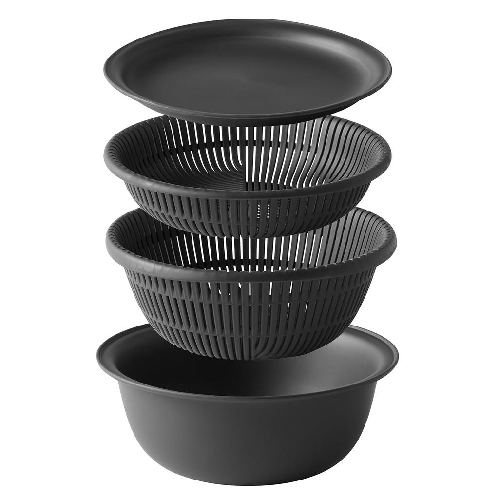 Marna Colander Bowl 18cm Set with Tray Marna Basics 4-Piece (Microwave Safe/Heat Resistant/Stackable) (Dishwasher Safe) -