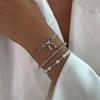 Modern Bowknot Detail Imitation Pearls Bracelet with Alloy Clasp Adjustable Chain Elegant Jewelry For Women