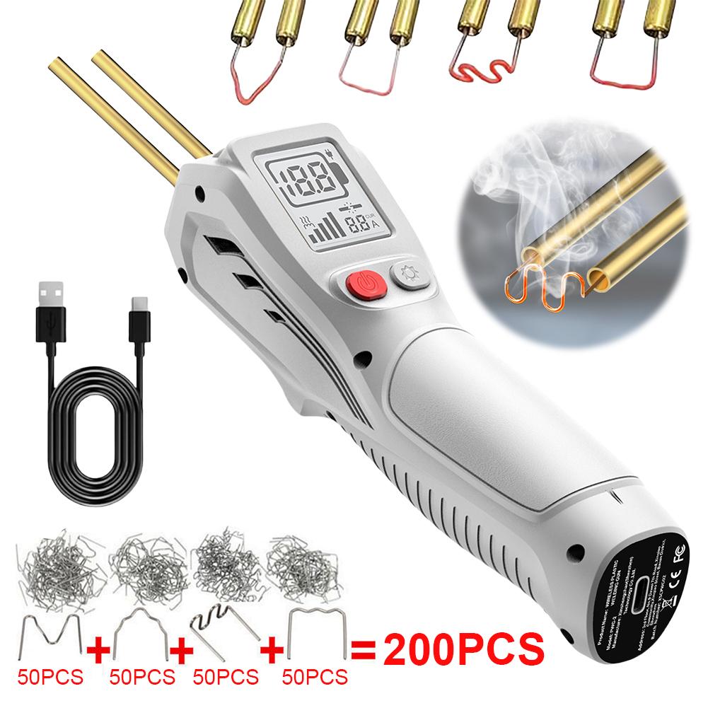 Plastic Welding Kit with 200 Hot Staples Cordless Welder Gun Rechargeable Plastic Welder Handheld LCD Car Bumper Repair Tools