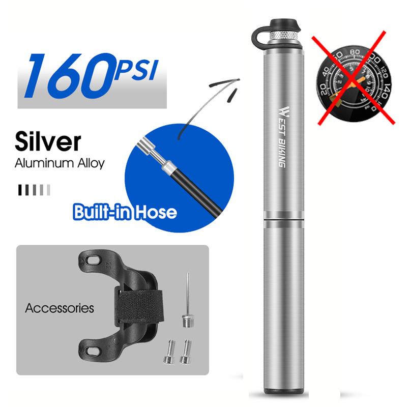 WEST BIKING Bike Pump With Needles Hand Air Pumps Cycling Tire Inflator Schrader Presta Valve Hose Portable Mini Bicycle Pump