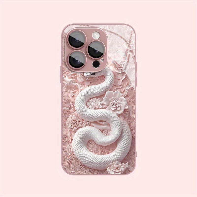 Bílá Hadí Vzor Růžová Metalická Barva Sklo Tvrdý Kryt Telefonu Pro iPhone 17 Pro Max 16 Plus 15 14 13 12 11 Pro 16E 17Air Kryt