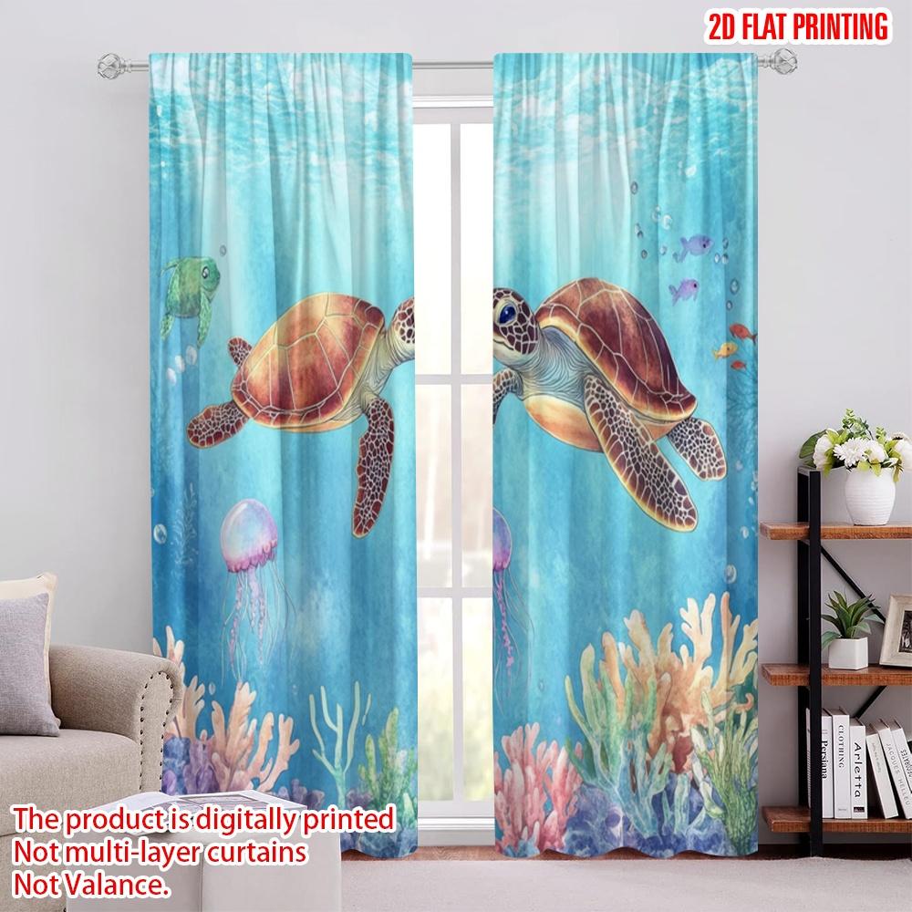 

2pcs,2D plane printing Popular Curtain Panels Turtle Tango Durable Polyester (without rod) All Seasons for Living Room, Bedroom, 52.50 × 116.00 cm 2 pcs