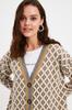 Women's Fashion New Hijab Cardigan Navy Blue Jacquard Button Detailed Knitwear Cardigan
