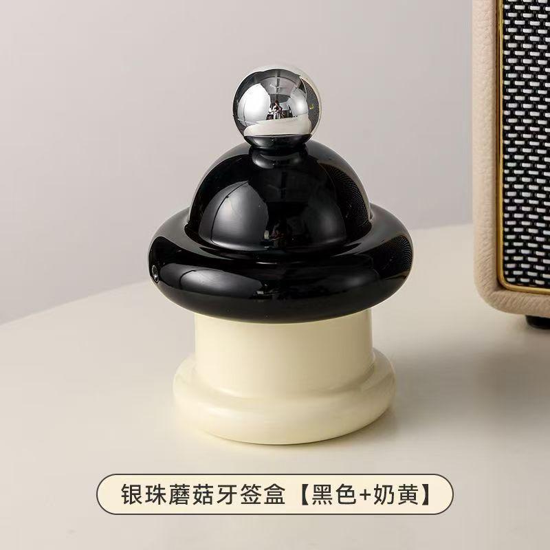 Cream Style Ceramic Toothpick Jar Cartoon Color Contrast Toothtip Holder Household Storage Good Cotton Swab Jar with Hand Gift