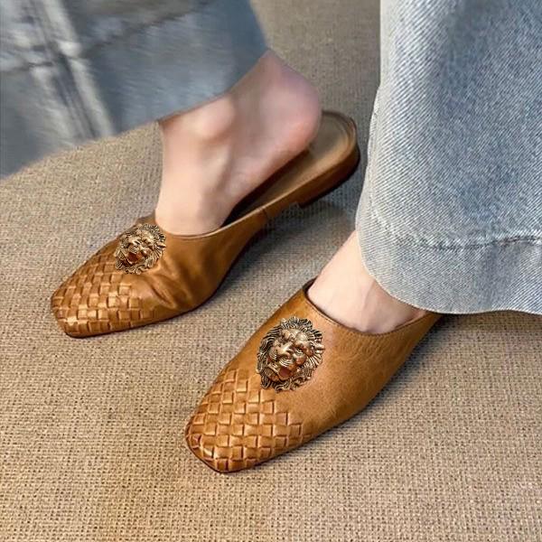 Fashion A Sheepskin Version of French Retro Woven Headband Half-slipper a Fashionable and Lazy Woman Can Be Worn Outside with One Foot