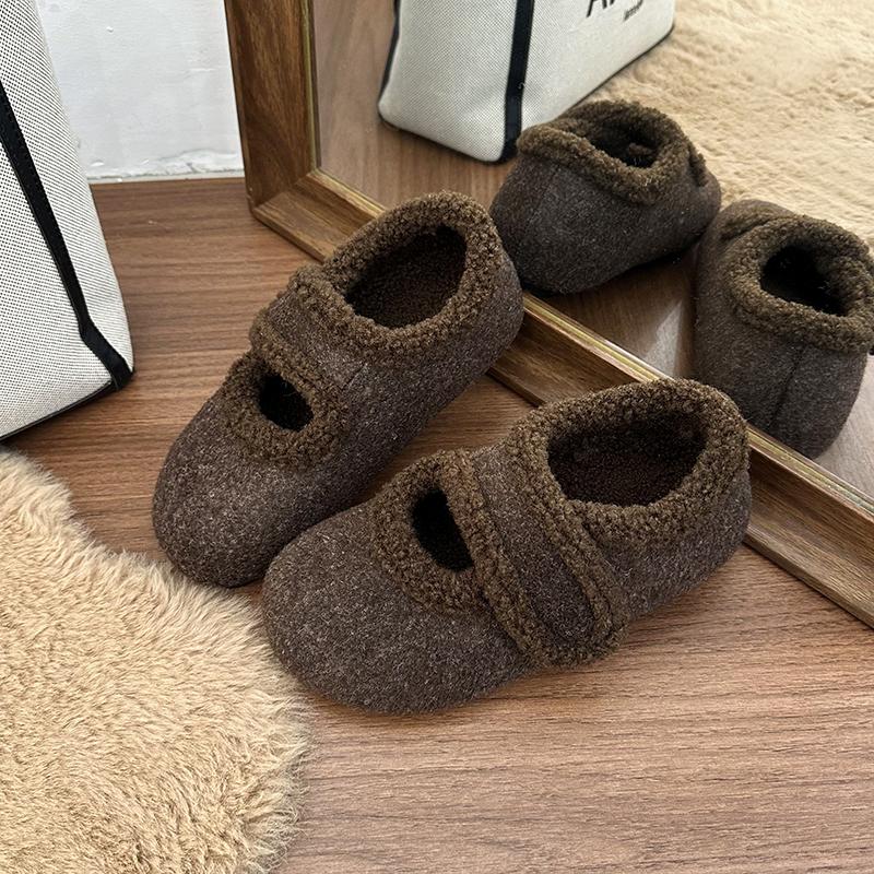 Fleece Lined Women Mary Jane Shoes Comfort Round Toe Soft Sole Shoes Outdoor Warm Autumn Winter Ladies Flats Shoes