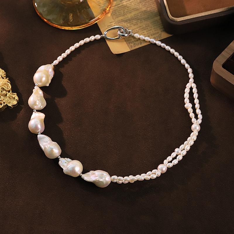 Natural Freshwater Baroque Pearl Buckle Necklace for Wedding Bridal White Baroque Pearl Necklace Korean Style Fashion Jewelry