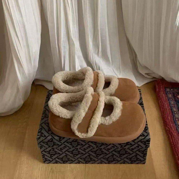 Winter 2025 New Sampo Lamb Fur Potatoes Mary Jane Comfortable Versatile Fur Integrated Snow Cotton Shoes