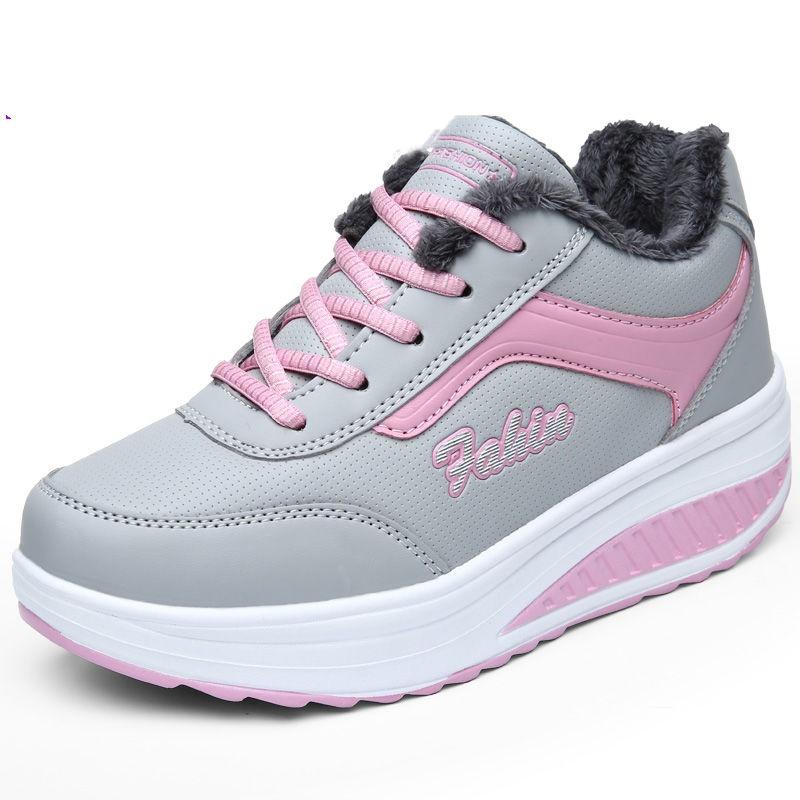 

Осень и Зима Плюс Бархат Раскачивающиеся Ботинки Зимняя Обувь Женские На высоком каблуке Толстая подошва Высокие берцы Толстые хлопковые ботинки Повседневная спортивная хлопковая обувь 39 серый