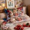 3pcs Merry Christmas Kitten Print Coreless Bedding Set Multiple Sizes Comfortable Bedrooms Bedding Decoration Machine Washable