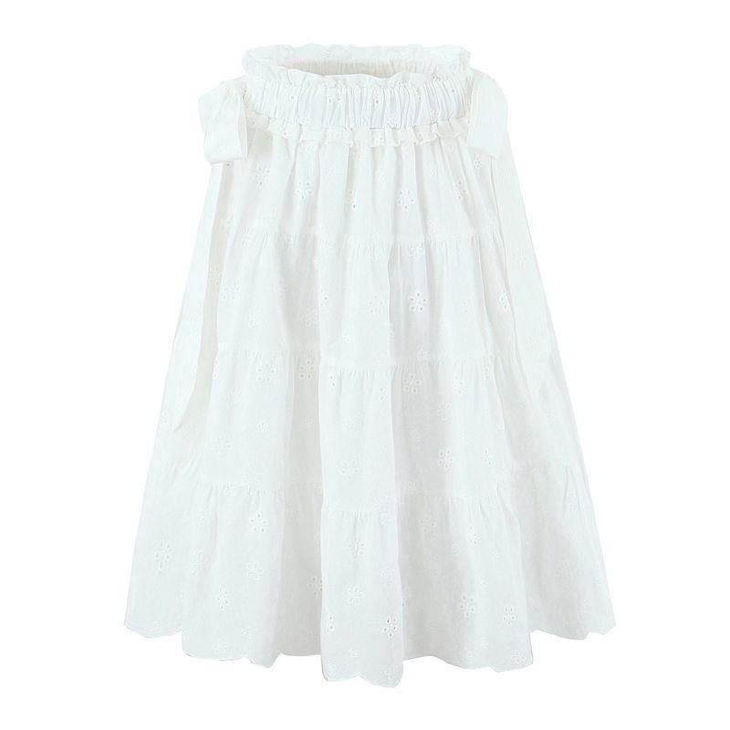 

Летний Ветер Нежный Стиль Сладкая Атмосфера Банты Шнуровка Кружево Стильный Вышивка Все-Сочетаемый Пачка When the Summer White S