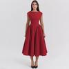 Spring/Summer 2026 European & American Women's Solid Color Backless Slim-Fit Wide-Hem Dress