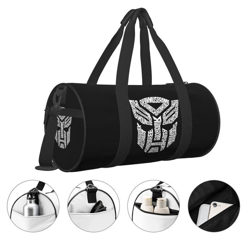 White Transformer Autobots Film Print Travel Duffel Bag Shoes Compartment for Men Women Foldable Lightweight Yoga Gym Sports Bag