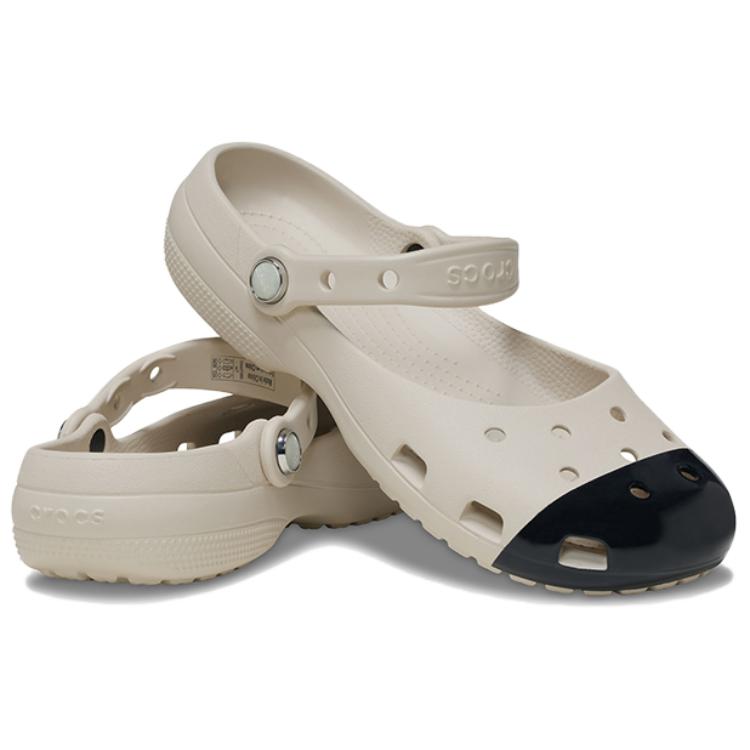 Crocs Classic Color Block Ballet Clogs Women Clogs Beige Black 215962-2TP