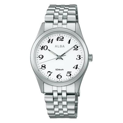 Seiko Uhr Alba Uhr Quarz Edelstahl Titan verstärkt wasserdicht für den Alltag Analog SEIKO ALBA Herren (10 ATM) (Silber (AEFK426))